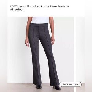LOFT Versa Pintucked Ponte Flare Pants in Pinstripe